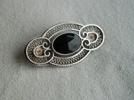 SREBRNA BROSZKA Z ONYXEM SREBRO 800