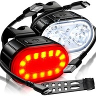 Akumulatorowy zestaw oświetlenia rowerowego LED – przód i tył, USB