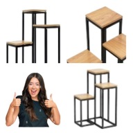 KWIETNIK STOJĄCY METALOWY LOFT STOJAK STOLIK NA KWIATY CZARNY BRĄZOWY