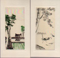 Dwie ozdobne karty malowane na jedwabiu (na życzenia)