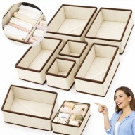 ZESTAW ORGANIZERÓW DO SZUFLADY SZAFY NA BIELIZNĘ SKARPETY 6 SZTUK JASNY