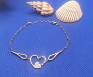 ŚLICZNA SREBRNA BRANSOLETKA SERCE CYRKONIE PRÓBA 925