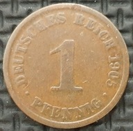 **NIEMCY [1432] *1 Pfennig 1905 A typ 2 mała tarcza