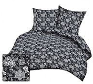 pościel bawełna lux 200x220 + 2x50x60 guzik B 388-1 Koronka biało czarna