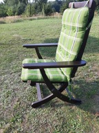 HERLAG DREWNIANE Krzesło Ogrodowe Fotel Składany z Podłokietnikami Poduchą