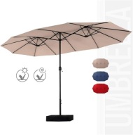 DD127 Parasol ogrodowy PHI VILLA 4,6m dwustronny parasol beżowy z podstawą