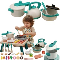 ZESTAW KUCHENNY DLA DZIECI AKCESORIÓW PRZYBORÓW NACZYNIA GARNKI ZABAWKI