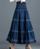 BOHO ETNO FOLKOWA HAFTOWANA SPÓDNICA jeansowa jean