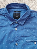 Carry Koszula Męska Letnia Rozmiar M Slim Niebieska Bawełniana