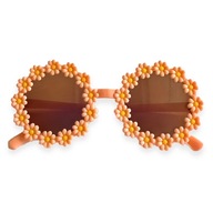 Okulary KWIATOWE Pomarańczowe Przyciemniane DEKORACYJNE Do Zdjęć Prezent