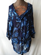 Bluzka granatowa transparentna w duże kwiaty - L