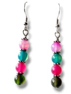 AG51 Kolczyki kamienie AGAT wielokolorowe