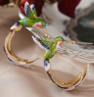 kolczyki kolibry ptaki emalia urocze ptaszki kruk