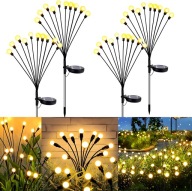 LAMPY SOLARNE OGRODOWE 4 SZT LED CIEPŁE ŚWIATŁO DRZEWKO KULE CZUJNIK