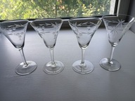 STARE KIELISZKI NA NÓŻCE DO WINA HORTENSJA RĘCZNIE SZLIFOWANE 4 szt VINTAGE