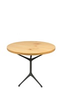 Drewniany stolik kawowy Ø 50 cm – ciężki blat, żeliwna noga, styl premium