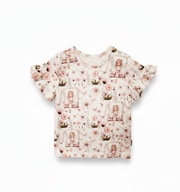 Chrisma bluzka dziewczęca krótki rękaw falbanki wróżka kwiatki 110 5 lat