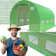 TUNEL OGRODOWY FOLIOWY ZIELONY SZKLARNIA OKNA FOCUS GARDEN 10 m² 400x250 cm