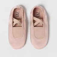 Zara pudrowe balerinki w baletowym stylu + worek