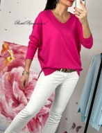 SWETER CLASSIC BASIC DEKOLT V FUKSJA