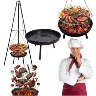 PALENISKO TRÓJNÓG GRILL RUSZT OGNISKOWY OGRODOWY WISZĄCY DUŻY 50CM OGNISKO