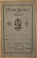 Harris Institute - PRESTON PRIZE VR 1890 - CIEKAWY STARY DOKUMENT