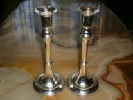 WYSOKI ŚWIECZNIK LICHTARZYK PLATEROWANY E.P.Z. ART DECO KPL 2 SZT