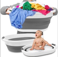KOSZ NA PRANIE 25L SKŁADANY SILIKONOWY UCHWYTY MISKA NA UBRANIA BIELIZNĘ