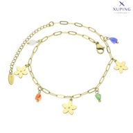 72266 Celebrytka bransoletka na nogę złota stal kolorowe koraliki