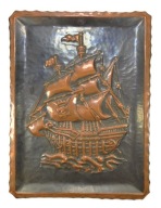 PRL PIĘKNA DUŻA PLAKIETA HERB GDAŃSK ŻAGLOWIEC METALOPLASTYKA ZOBACZ!