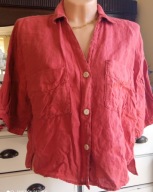 Zara koszula 124cm pachy 50 52 100% len cegła ruda