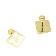 64395 Kolczyki złota stal chirurgiczna piercing romby