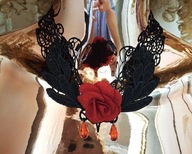 NASZYJNIK PERŁY DIAMENTY PERŁAMI KOLIA CHOKER SEXY GOTH RÓŻA RÓŻĄ AŻUROWY