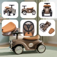 Jeździk na roczek dla dziecka Retro wyścigowy chodzik pchacz brązowy 12m+