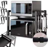 PÓŁKA KUCHENNA NA BLAT NA MIKROFALE ROZSUWANA STOJĄCA NABLATOWA CZARNA LOFT