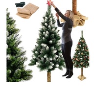 CHOINKA SZTUCZNA NA PNIU GĘSTA SOSNA DIAMENTOWA OŚNIEŻONA PREMIUM 180 CM