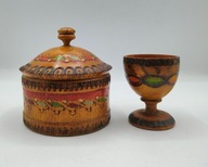 śliczna STARA szkatułka i kieliszek ręczna robota