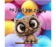 Panel z nadrukiem wodoodporny na torbę 45/45cm kot kociak oxford