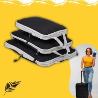 ORGANIZER KOMPRESYJNY DO PAKOWANIA WALIZKI TORBY BAGAŻU ZESTAW 3 SZT CZARNY