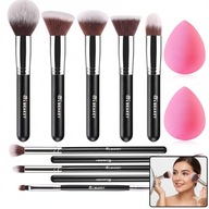 Zestaw Pędzli do Makijażu 10+2: Profesjonalny Zestaw Gąbki Wegański Srebrny