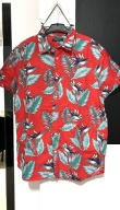 10 Koszula hawajska Primark czerwień kwiaty liście palm kieszeń bawełna