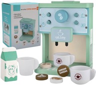 DREWNIANY EKSPRES DO KAWY DLA DZIECI Z AKCESORIAMI FILIŻANKI