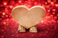 DUŻE DREWNIANE SERCE 25 cm CIĘŻKIE RĘCZNIE ROBIONE PREZENT WALENTYNKOWY