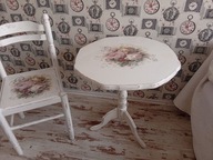 MALOWANY OKRĄGŁY STÓŁ STOLIK RÓŻE, SHABBY CHIC