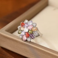 PIERŚCIONEK VINTAGE DIAMENTY DIAMENTAMI CYRKONIAMI modny śliczny LIŚCIE