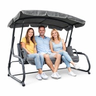 Huśtawka ogrodowa 3 osobowa rozkładana 170 cm daszek stolik