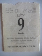 kartka z kalendarza 9 lutego 2000