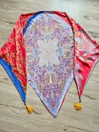 dwustronna jedwabna chusta chustka trójkątna pareo etno boho silk seide