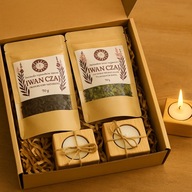 Zestaw Premium Iwan Czaj: Czysty + Mieszanka 2×70 g + 3 Świeczniki| Prezent
