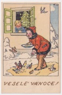 Dziewczynka karmi ptaki Choinka lata 30 obieg 1947r. 287r
